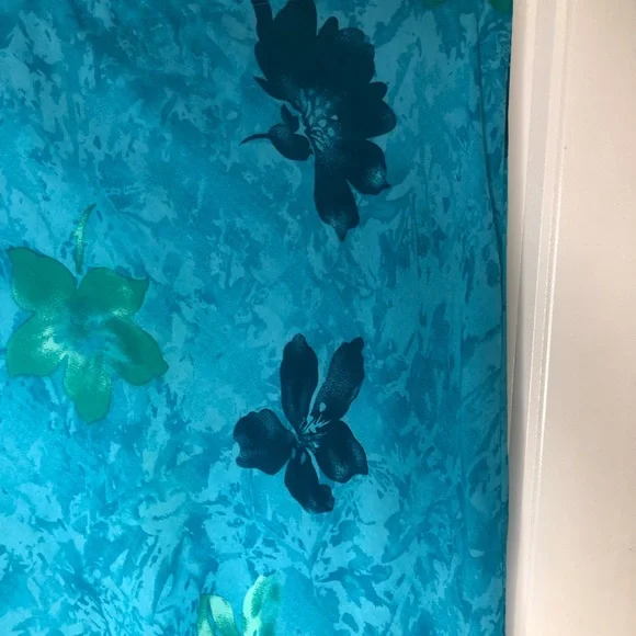 VINTAGE Y2K Fairy Floral Hawaii Tropical Ruffle Midi Skirt Blue and Green XL - Picture 6 of 11